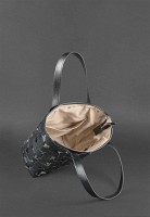 Кожаная плетеная женская сумка BlankNote Пазл L черная Krast - BN-BAG-33-G
