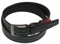 Мужской кожаный ремень под джинсы Skipper 1092-38 черный 3,8 см