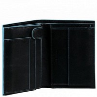 Черное кожаное мужское портмоне Piquadro Blue Square (PU1740B2_N)