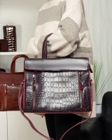 Женская кожаная сумка классическая ALEX RAI 5052 bordo croco