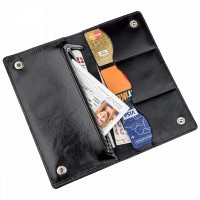 Мужской чёрный бумажник из натуральной кожи SHVIGEL 16195