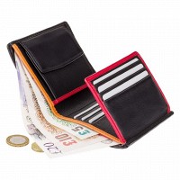 Кожаное мужское портмоне Visconti bd22 bk/rd/or