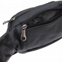 Мужская кожаная сумка на пояс Borsa Leather 1t166m-black