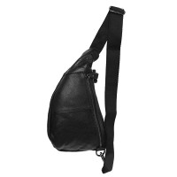 Мужская чёрная кожаная сумка-слинг Keizer K18807-black