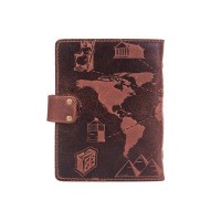 Кожаный картхолдер Hi Art «7 wonders of the world» CH-06 Shabby Сognac