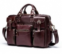 Мужская деловая кожаная сумка Vintage 14776 Бордовая