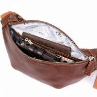 Кожаная сумка на пояс GRANDE PELLE 11315 Рыжая