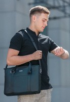Кожаная сумка для ноутбука и документов BlankNote черная BN-BAG-37-G