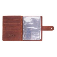 Кожаный картхолдер Hi Art «7 wonders of the world» CH-06 Shabby Сognac