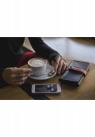 Женское кожаное портмоне ручной работы BlankNote 3.0 графит-клубника