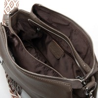 Женская кожаная сумка через плечо ALEX RAI 6001 dark khaki