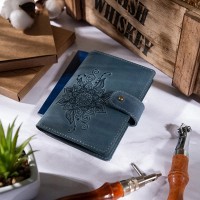 Обложка для паспорта из кожи Hi Art «Mehendi Classic» PB-02/1 Shabby Lagoon