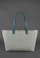 Кожаная плетеная женская сумка BlankNote Пазл Xl зеленая Krast - BN-BAG-34-MALACHITE