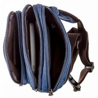 Мужская текстильная синяя сумка на пояс Vintage 20158