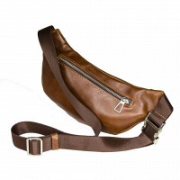 Мужская кожаная сумка бананка, сумка напоясная Grande Pelle 741623 