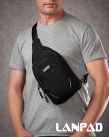 Мужская тканевая сумка-слинг Lanpad 8805 black мал