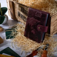 Кожаный картхолдер Hi Art «7 wonders of the world» CH-06 Shabby Plum