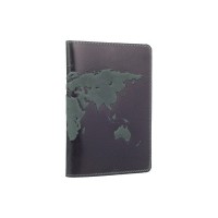 Обложка для паспорта из кожи HiArt PC-01 Shabby Alga World Map