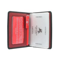 Кожаная визитница с RFID защитой Visconti vsl24 blk/red
