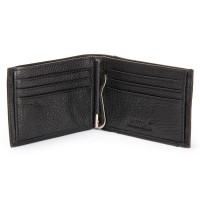 Мужской кожаный кошелек с зажимом для купюр BE BRETTON 168-24B black