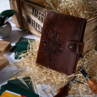 Кожаный картхолдер Hi Art «Mehendi Classic» CH-06 Crystal Сognac