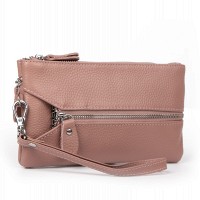 Женская кожаная косметичка-клюлчница Cosmetic bag 6001-A pink