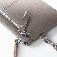 Женская кожаная косметичка Cosmetic  A-00276 grey