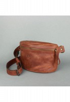 Женская кожаная поясная сумка светло-коричневая винтажная TW-BELTBAG-KON-CRZ