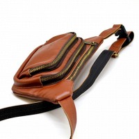 Кожаная рыжая сумка на пояс TARWA gb-8179-3md