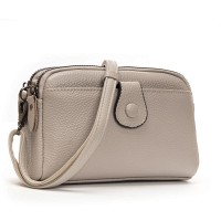 Женский молодежный кожаный клатч ALEX RAI 88085 pale grey