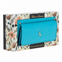 Английский женский кожаный кошелек Ashwood J54 BLUE ATOLL (Синий)