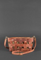 Кожаная плетеная женская сумка BlankNote Пазл S светло-коричневая Crazy Horse BN-BAG-31-K-KR