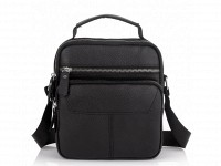 Кожаная мужская сумка через плечо  черная  Tiding Bag A25F-1436A