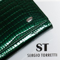 Кожаный женский кошелек LR SERGIO TORRETTI W501-2 dark-green