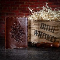 Обложка-органайзер для документов из кожи HiArt PC-03 Mehendi Classic коньячная