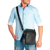 Мужская кожаная сумка через плечо BRETTON 9027-3D black