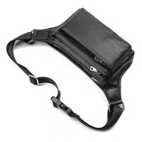 Мужская кожаная сумка бананка, сумка напоясная John McDee JD3016A