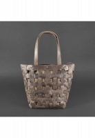Кожаная плетеная женская сумка BlankNote Пазл L темно-коричневая Crazy Horse - BN-BAG-33-O