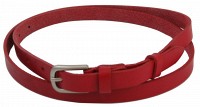 Кожаный женский ремень  Skipper  красный 1,5 см