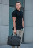 Кожаная сумка для ноутбука и документов BlankNote черная BN-BAG-37-G