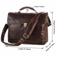 Мужской кожаный коричневый портфель John McDee jd7091c