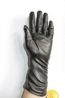 Женские черные кожаные длинные перчатки Shust Gloves