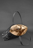 Кожаная плетеная женская сумка BlankNote Пазл Xl черная Crazy Horse - BN-BAG-34-G-KR