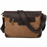 Мужская сумка через плечо из кожи и канваса TARWA RСс-6002-3md