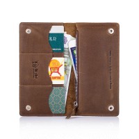 Кожаный бумажник Hi Art WP-05 Shabby Light Olive 7 wonders of the world