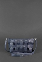 Кожаная плетеная женская сумка BlankNote Пазл S синяя Crazy Horse BN-BAG-31-NN