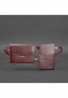 Набор женских кожаных сумок BlankNote  Mini поясная/ кроссбоди бордовые - BN-BAG-38-VIN
