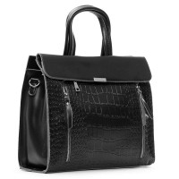 Женская кожаная сумка классическая ALEX RAI 5052 black croco