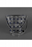 Кожаная плетеная женская сумка BlankNote Пазл M черная Crazy Horse BN-BAG-32-G-KR