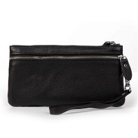 Женская кожаная косметичка-клюлчница Cosmetic bag 6001-A black